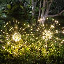 Luces tipo fuegos artificiales solares para jardín, impermeables, estacas de arte solar con iluminación intermitente para decoración exterior, 60 luces tipo fuegos artificiales solares para decoración de patio, sendero y fiesta