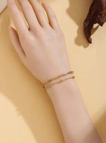 Bead Decor Bracelet - Yellow Gold - View 4