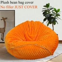 1PC (Không Chất Độn) mềm Sọc Sang Trọng Túi Đậu Bọc Ghế Dày Đậu Túi Beanbag CHỈ BÌA - quả cam - Xem 2
