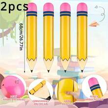 2-Piece Giant Inflatable Pencil - Perfect For Birthday Parties, Classroom Decorations, And Back To School Celebrations - Style 1 - View 2