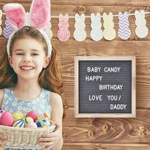 1pc Letter Board, 8 X 8 Inch Felt Letter Board With Letters Numbers & Symbols, Sign Board With Changeable Letters, Changeable Wooden Message Board Sign, Wood Frame, Wall Mount, Free Standing, Messages Announcement Sign - Multicolor - View 6