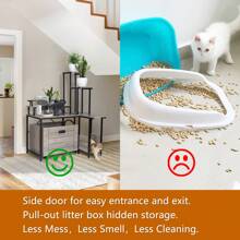 Mueble para cubrir la caja de arena del gato con estante para plantas, caja de arena de gato de madera de esquina, bandeja extraíble, estante para plantas con caja de arena escondida, mueble para cubrir la caja de arena con recoge arena, casa de gato para decoración exterior - Gris - Ver 6