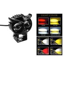1pc Universal Car  Motorcycle LED Lights Four Color Owl LED Small Steel Cannon Spotlights Motorcycle Running Lights Auxiliary Lights - Black - View 6