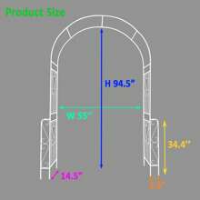 Metal Garden Arch W55'' X H94.5'' Garden Arbor Trellis Climbing Plants Support Rose Arch Outdoor Arch Cream White - White - View 2