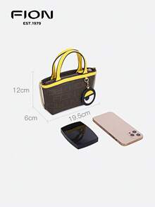 FION X  Small Tote Bag Cute Anime Cartoon Handbag Crossbody Shoulder Bag With Big Eye Decor,Gift For  Fans,Zip Closure FAAFJIT001 - Brown - View 7