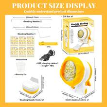 1pc Electric Beading Machine Kit - USB Powered Automatic Beading Threading Device For DIY Jewelry Making, Creative Hand-Woven Bracelet, Quick Rotating Beads For Polymer Clay And Seed Beads - Bead Stringer - View 3
