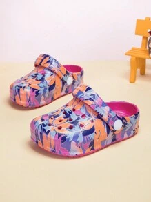 Kids' Flower Patterned Sandals, Stylish Thick-Bottomed Slippers, Waterproof & Non-Slip Outdoor Beach Shoes With Toepost Design - Multicolor - View 5