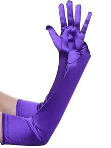 1 Pair Women Long Satin Gloves Suitable For Formal Dress, Parties And Performances Halloween Wedding