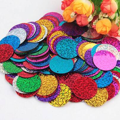 60pcs 3cm Large Sequins Side Drilling 30mm Pvc Round Loose Sequin Sewing Craft Diy Scrapbook Handmade Garment Accessory