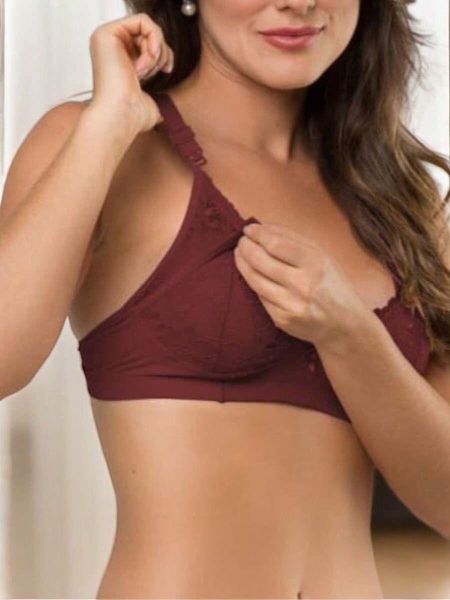 Plus Size Nursing Bras - Burgundy - View 1