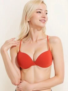 MLeyhoice 5pcs Women's Simple Solid Color Push-Up Underwire Bras For Every Day(One Size Down) - Multicolor - View 5