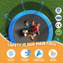 14FT Trampoline, Recreational Trampoline With Enclosure Net & Ladder, Outdoor Trampolines For Kids And Adults, Round Trampoline With Baketball Hoop - Blue - View 2