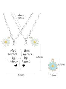 suteyi 2 pezzi/Set Collana dell'amicizia - Collane con ciondolo a doppio cuore, non sorelle ma migliori amiche, regalo di San Valentino per lei - Argento - Visualizzare 3