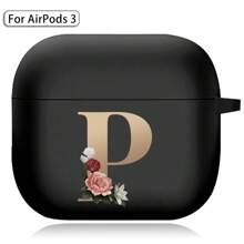 苹果耳机盒兼容 Airpods 第三代印刷金色字母柔软硅胶无线蓝牙耳机充电盒保护套 - AirPods 3rd (Black) - 查看 19