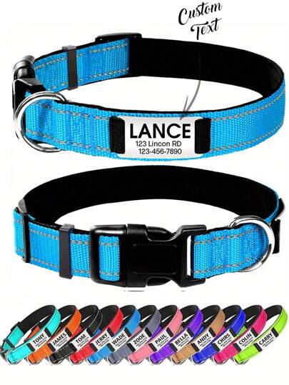 Personalized Dog Collars, Customized Pet Nylon Collar With ID Pendant Tag, Reflective Tactical Dog Collar, Dog Name ID Tags, Unique Pet Accessories And Decorations, Ideal Gift For Pets And Pet Owners
