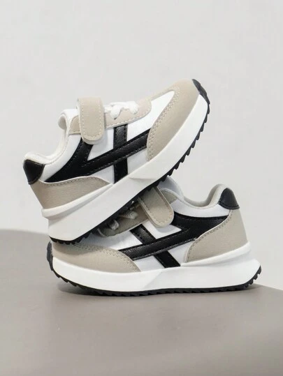 2024 Spring/Autumn Popular Kids Sports Shoes, Leather Upper RetrChunky Sneakersrs, Soft Sole Non-Slip For Boys & Girls, Casual Shoes For Toddlers 1 Pair Fashionable & Comfortable Girls' Sports Shoes, Boys' Outdoor Non-Slip Versatile Running Shoes, Suitable For School, Sports, All Seasons, Baby First Walking Shoes, Christmas Gift