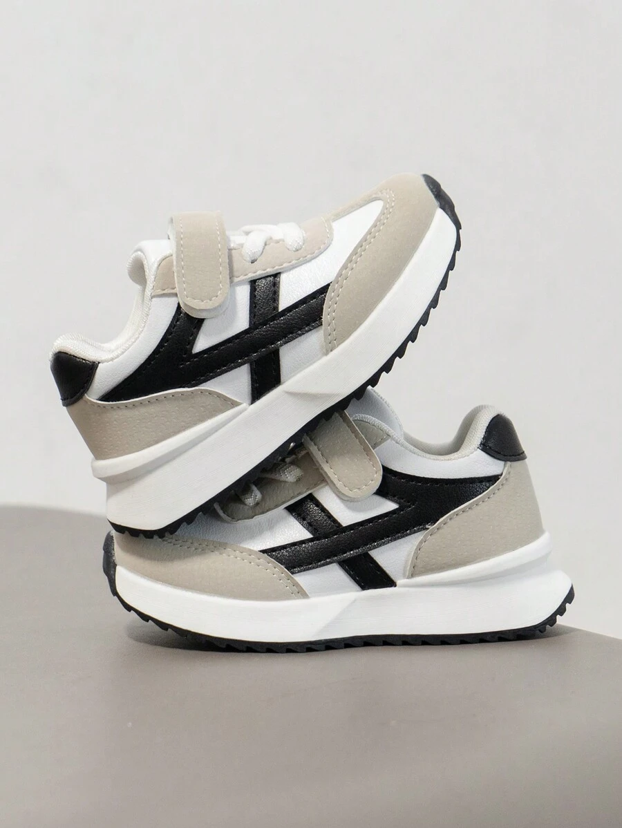 2024 Spring/Autumn Popular Kids Sports Shoes, Leather Upper RetrChunky Sneakersrs, Soft Sole Non-Slip For Boys & Girls, Casual Shoes For Toddlers 1 Pair Fashionable & Comfortable Girls' Sports Shoes, Boys' Outdoor Non-Slip Versatile Running Shoes, Suitable For School, Sports, All Seasons, Baby First Walking Shoes, Christmas Gift - Black - View 1