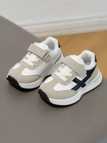 2024 Spring/Autumn Popular Kids Sports Shoes, Leather Upper RetrChunky Sneakersrs, Soft Sole Non-Slip For Boys & Girls, Casual Shoes For Toddlers 1 Pair Fashionable & Comfortable Girls' Sports Shoes, Boys' Outdoor Non-Slip Versatile Running Shoes, Suitable For School, Sports, All Seasons, Baby First Walking Shoes, Christmas Gift - Black - View 3