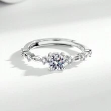 1入不鏽鋼時尚簡約通用高端精致創意四爪鑲鑽戒指，具有奢華和獨特感，適合女性訂婚/結婚戒指的理想選擇