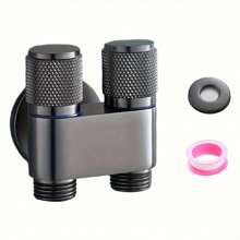 1pc 304 Stainless Steel Non-Slip Toilet Companion Angle Valve With One Inlet And Two Outlets Flushing Device, Double-Opening Water Tap Angle Valve