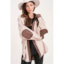 Oversized Button Front Fleece Jacket Shirt - 鏽棕色 - 查看 2