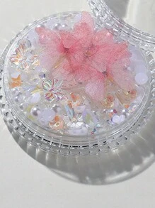 1盒眼妝臉部裝飾貼紙，舞台化妝，兒童專用，包括閃粉、淚滴鑽、蝴蝶形狀和珍珠 - 彩色 - 查看 6