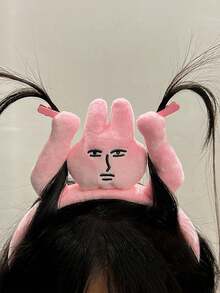 1pc Fun Pink Bunny Ear Hairband, Funny Headband To Hold Bangs And Cartoon Hair Accessory - Pink - View 2