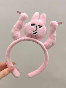 1pc Fun Pink Bunny Ear Hairband, Funny Headband To Hold Bangs And Cartoon Hair Accessory - Pink - View 1