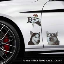 1 miếng dán xe biểu cảm Husky ngộ nghĩnh - màu đen - Xem 2