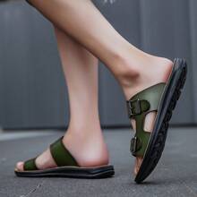 Herren klassisches Design Lässig Sommer Strand Urlaub flache Sandalen, vielseitig einsetzbare Indoor/Outdoor Slip-On Pantoffeln - Grün - Übersicht 6