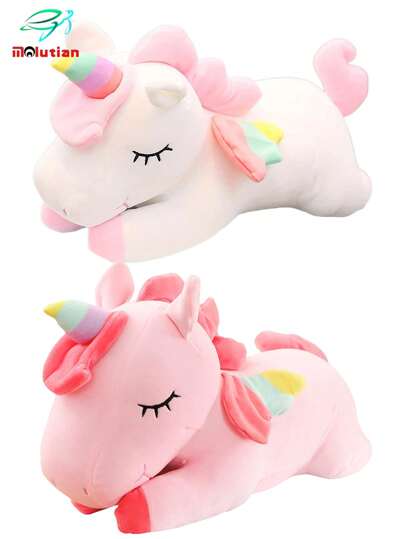Molutian ألعاب لحيوانات أليفة وحيد القرن الناعمة متعددة الأحجام، وسادات كتب مليئة بالحشو بشكل وحيد القرن الناعم الوردي ذو أجنحة ، هدايا للبنات، ديكور المنزل، وحيد القرن، حيوانات محشوة، دمية ناعمة