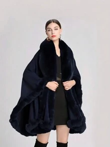 A Lady Multi-Color Imitation Cashmere Imitation Fur Thick And Wide Knitted Fabric Soft Plush Collar Warm Wind And Sun Protection Temperament Fashion Women Larger Shawl Shawl Suitable For Daily Wear Party Party Festival Wear Banquet Wear For Dress - Multicolor Shawl - View 12