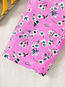 Ung flicka 2st Casual sommaroutfits, moderiktiga T-shirt och byxor med tryck, elegant och lätt - Rosa - Visa 8