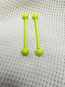 2pcs糖果色钛钢长杆双耳环双头球耳桥耳钉螺旋耳环乳头环欧美时尚母亲节 - 槓鈴型 - 查看 1