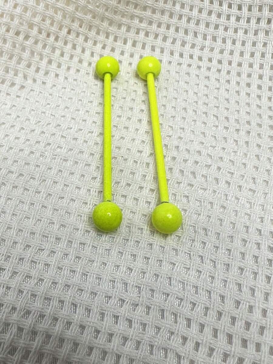 2pcs糖果色钛钢长杆双耳环双头球耳桥耳钉螺旋耳环乳头环欧美时尚母亲节 - 槓鈴型 - 查看 1