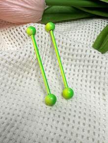 2pcs糖果色钛钢长杆双耳环双头球耳桥耳钉螺旋耳环乳头环欧美时尚母亲节 - 槓鈴型 - 查看 6