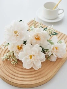1/3 束人造牡丹丝花仿牡丹花束农舍家居波西米亚风婚礼餐桌装饰花艺布置，假塑料花散装花瓶装饰 - 白色 - 查看 6