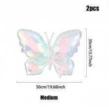 2/4 件炫彩透明激光蝴蝶铝箔气球，仿珍珠白大号和中号闪光蝴蝶气球，适用于蝴蝶主题生日派对、婚礼、单身派对、周年纪念装饰， - 彩色 - 查看 7