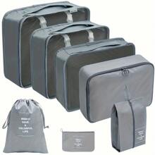 7-teiliges Polyester Reise-Aufbewahrungstascheset, minimalistischer Slogan-Grafik Gepäckpackorganisator für Reisezubehör, Herbstdekor für Zuhause, Reiseaufbewahrungstasche, Makeup-Tasche, Kosmetiktasche, Reise-Organizer, Makeup-Organizer mit großem Fassungsvermögen, Makeup-Koffer, für Lippenstifte, Pinsel, Hautpflege, Handy, Münzen, Kleinteile, für Zuhause, Geschenke, Urlaub und Feste wie Halloween, Weihnachten, multifunktional, Boho-Vibes