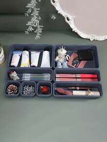 Set de 8 piezas organizadoras de cajones de combinación gratuita: ideal para baño, oficina, cocina, cosméticos, útiles de escritorio, lápices, bolígrafos, pinceles, acuarelas, herramientas de clasificación, etc. - adecuado para cajas de almacenamiento de plástico - Multicolor - Ver 3