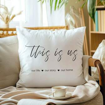 1 件 17.7*17.7 英寸 (45*45 厘米) 简约温暖标语枕套（单面印花），采用涤纶面料制成（不含枕芯），适合日常使用，优雅的家居装饰，客厅，卧室，沙发，艺术，设计，氛围