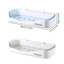 1入浴室儲物架，肌膚護理產品收納架，無需鑽孔浴室置物架，廁所掛牆式化妝品收納架，收納整理盒 - 彩色 - 查看 2