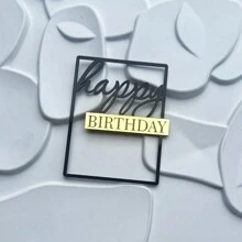 1 pieza Decoración de pastel acrílica para el costado de la torta con topper de pastel 'Feliz cumpleaños' de doble capa para suministros y decoración de fiestas de cumpleaños - Multicolor - Ver 11