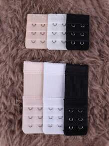 6 件装 2 排 3 纽扣 + 2 排 3 纽扣加大码文胸延长带，3 种颜色内衣后钩扣合连接器配件 - 彩色 - 查看 2