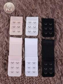 6 件装 2 排 3 纽扣 + 2 排 3 纽扣加大码文胸延长带，3 种颜色内衣后钩扣合连接器配件 - 彩色 - 查看 1