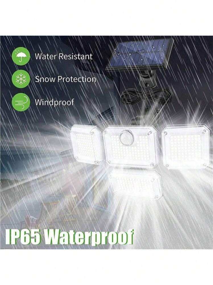 1pc 333 LED/100lLED Solar Outdoor Lights, Waterproof Motion Sensor, Solar Security Spotlight, With Remote Control 3 Mode, 4 Head Solar Floodlight, For Patio, Garage, Porch, Yard(100/300LED ,Integrated/Separation,With/Without Remote Control Optional) Halloween Christmas Thanksgiving Gift - Black - View 10