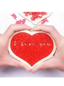 1 stuk houten liefde rode puzzel show verjaardagscadeau bruiloft receptie brandende hersentruc speelgoed creatief klein cadeau/kerstcadeau