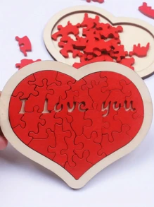 1 stuk houten liefde rode puzzel show verjaardagscadeau bruiloft receptie brandende hersentruc speelgoed creatief klein cadeau/kerstcadeau