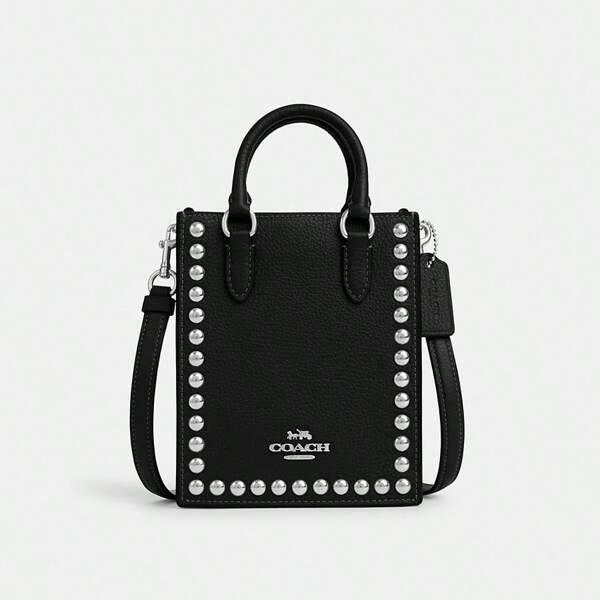 Coach North South Mini Tote Handbag Crossbody Bag With Rivets Leather Satchel Purse For Women With Top Handle CM248 SVDTV