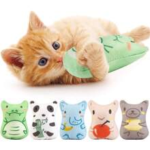 Jouets pour chat à l'herbe à chat pour chats d'intérieur -5 sortes de jouets à mâcher pour chats en peluche interagissants à la teinture pour chat/chaton rembourrée à l'herbe à chat jouet doux pour animal de compagnie (formes animales)
